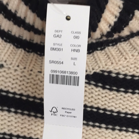 JCrew Cable-Knit Mock-neck Pullover in Stripe With Jewel Buttons- - Picture 6 of 9